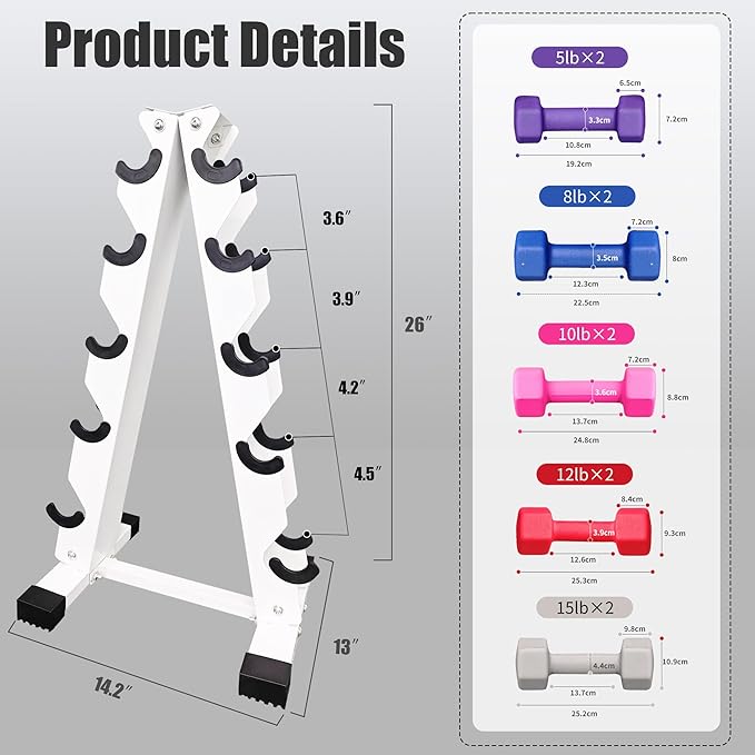 Ritafer 6-10 Pair Hex Rubber Dumbbell Set 350/450 and 550 lbsï¼?-50 lbs ）Hand Free Weight for Strength Coated Encased Iron Weights with Dumbbells Storage Rack Home Gym-FlexoryFit