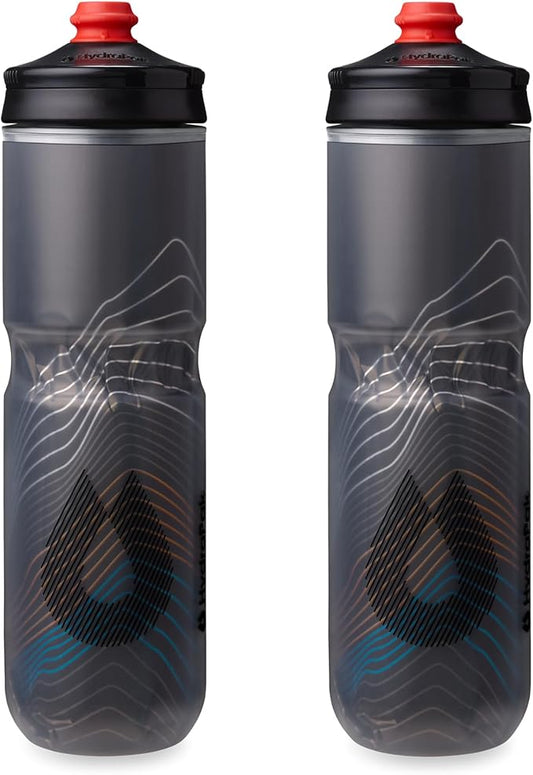 HydraPak Polar Surge Insulated Bike Water Bottle 2-Pack (20oz or 24oz) - High Flow, Fits Most Bike Cages, For Cycling & Sports-FlexoryFit