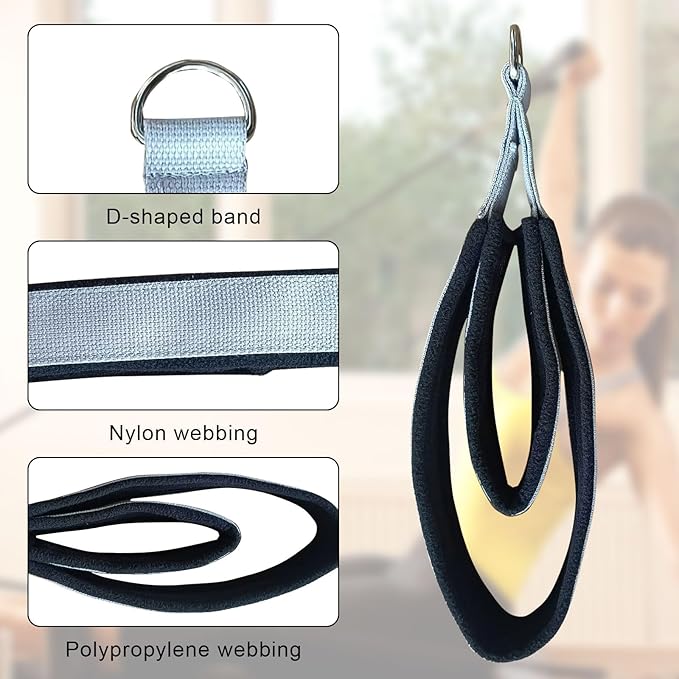 Pilates Double Loop Straps for Reformer, D Ring Straps Handle, Yoga Exercise Straps, 2 PCS-FlexoryFit