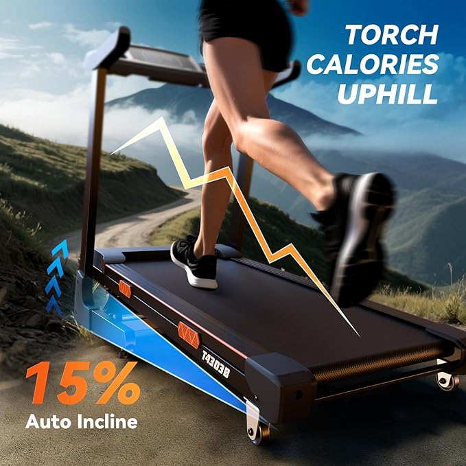 8.7MPH Treadmills for Home, 0%-15% Incline Walking Pad Treadmill with Auto-Folding, 3.5HP Wide Running Area Supports Up to 300lbs User Weight, Bluetooth & Pulse Monitor-FlexoryFit