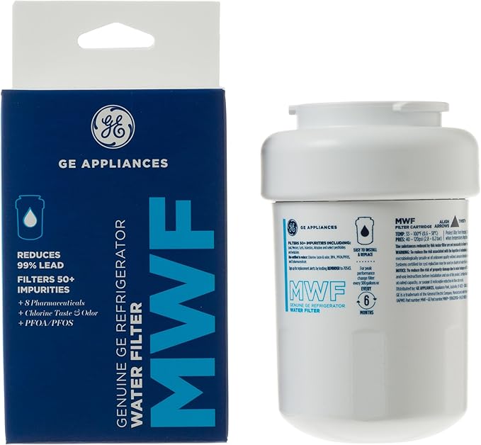 GE MWF Refrigerator Water Filter, Genuine Replacement Filter, Certified to by GEAppliances