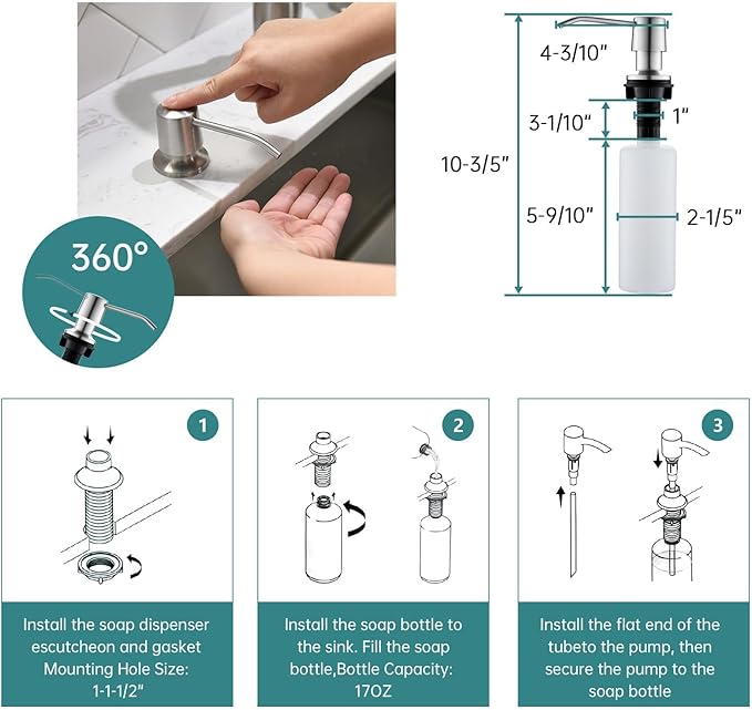 APPASO Kitchen Faucet with Soap Dispenser, Pull Down Sprayer 3 Modes, Brushed Nickel High Arc Single Handle Gooseneck Stainless Steel Sink Faucets for Kitchen Farmhouse RV Laundry Camper