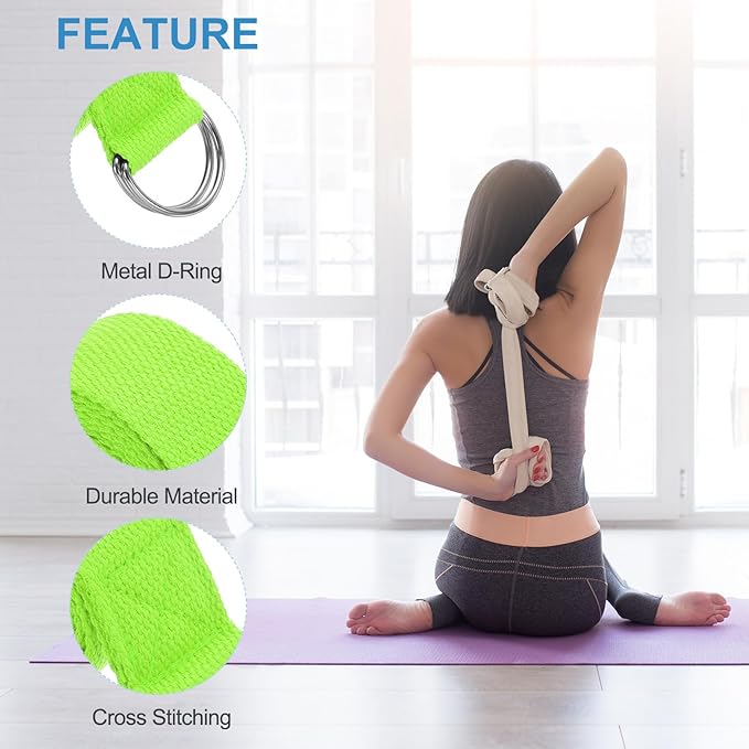 PATIKIL Yoga Strap for Stretching Cotton Yoga Belt with Adjustable Metal D-Ring Buckle Stretch Band for Fitness Pilates-FlexoryFit