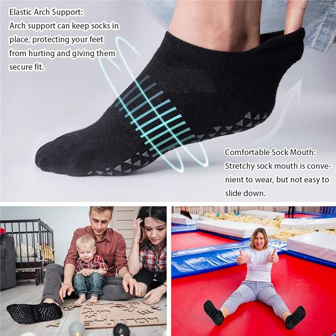 Hylaea Unisex Non Slip Socks with Grip for Yoga, Hospital, Pilates, Barre | Ankle, Cushioned-FlexoryFit