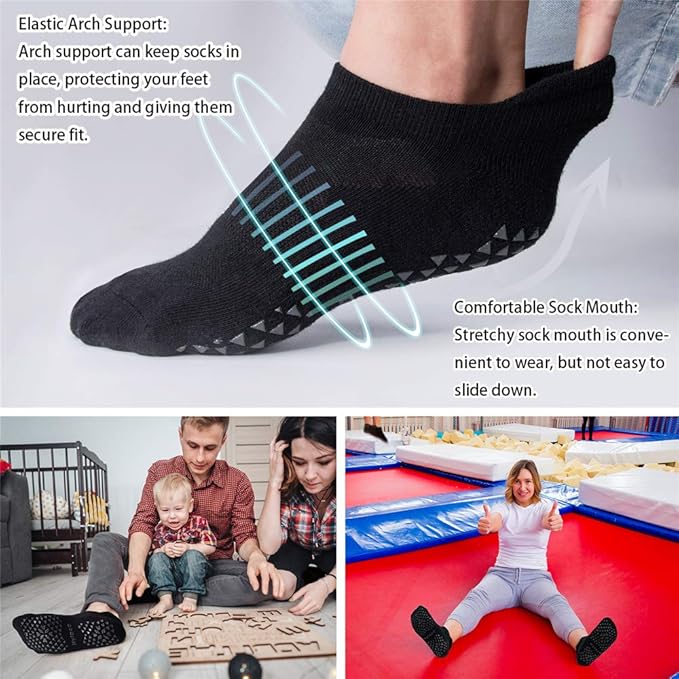 Hylaea Unisex Non Slip Socks with Grip for Yoga, Hospital, Pilates, Barre | Ankle, Cushioned-FlexoryFit