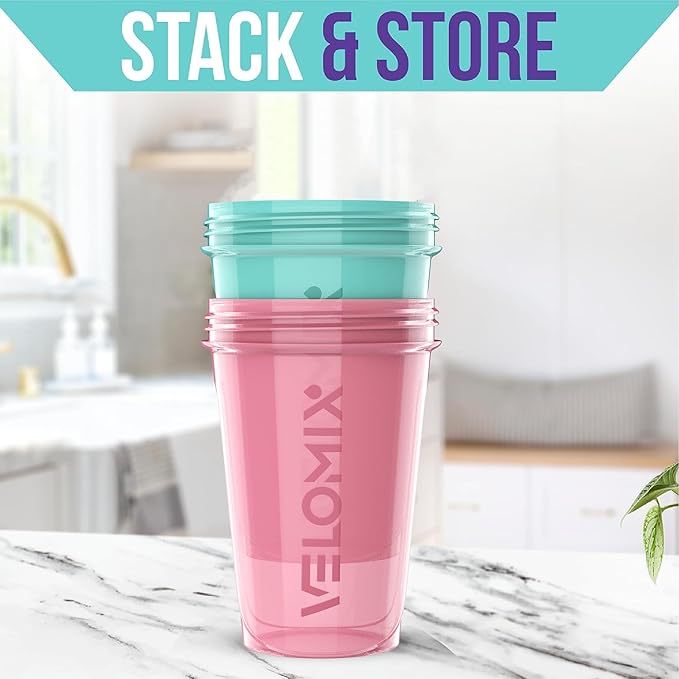 '-2 Pack- 20 oz Protein Shaker Bottles for Protein Mixes - 2x Wire Whisk | Leak Proof Shaker Cups for Protein Shakes and Pre Workout | Protein Shaker Bottle Pack-FlexoryFit