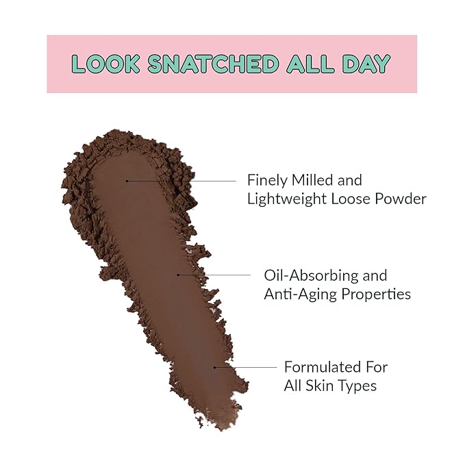 Kimchi Chic Beauty Puff Puff Pass Set and Bake Setting Powder for Makeup, Extra Fluffy Loose Face Powder Poof, Soft Natural Face Makeup for Uneven Skin Tone, 08 Chocolate-FlexoryFit