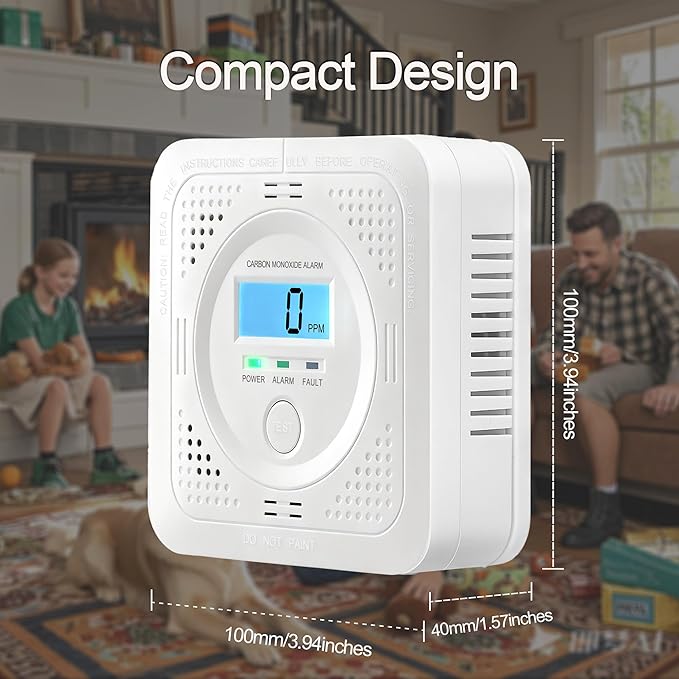 3 Pack Carbon Monoxide Detector LCD Screen Real-Time Concentration Battery Fault LED 60-Second Self-Check History Alarm Peak Record Portable Travel Van Life RV Camping Hotel Home Safety Pet Family