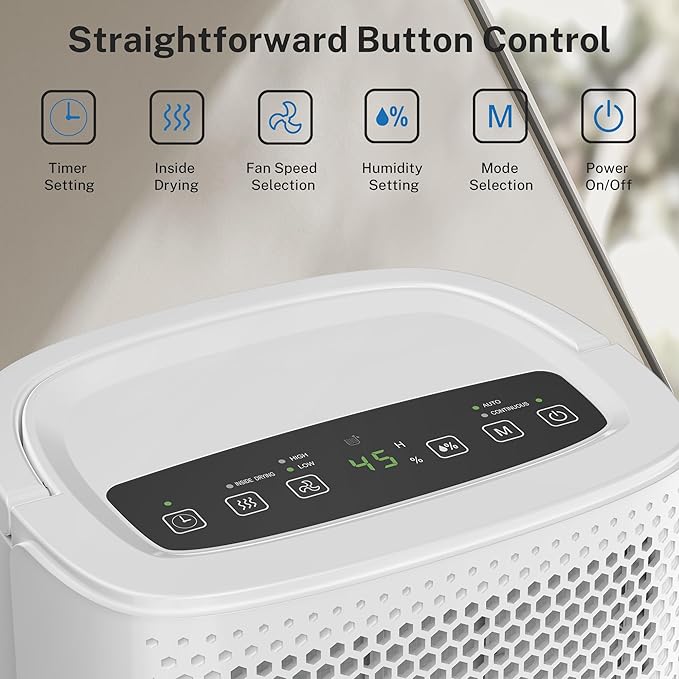 Yaufey 2025 Most Efficient Energy Star Dehumidifier for 2,000 Sq. Ft. Home, Basement and Large Room - Powerful, Quiet with Humidity Control, Timer, Drain Hose and Water Tank