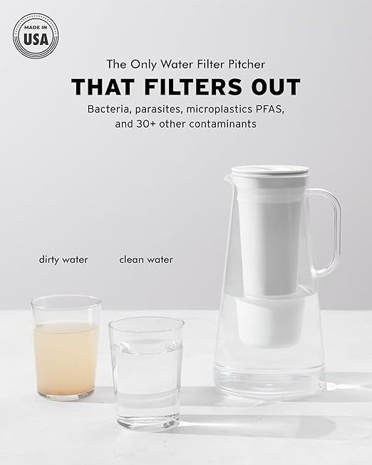 LifeStraw Home – Water Filter Pitcher, 7-Cup, Midnight Blue, BPA Free Designed for Everyday Protection Against Bacteria, parasites, microplastics, Lead, Mercury, PFAS, and a Variety of Chemicals