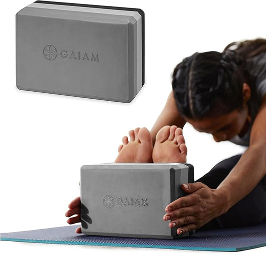 Gaiam Yoga Block - Supportive Latex-Free Eva Foam - Soft Non-Slip Surface with Beveled Edges for Yoga, Pilates, Meditation - Yoga Accessories for Stability, Balance, Deepen Stretches-FlexoryFit