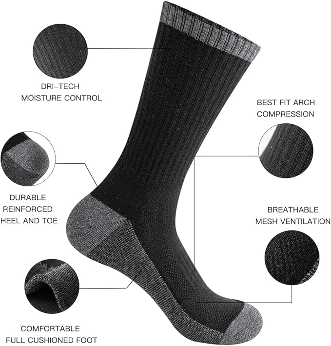 JOYNÉE 8 Pairs Mens Breathable Athletic Crew Socks Arch Support Cushioned Socks for Hiking Sports Running,Sock Size:10-13-FlexoryFit