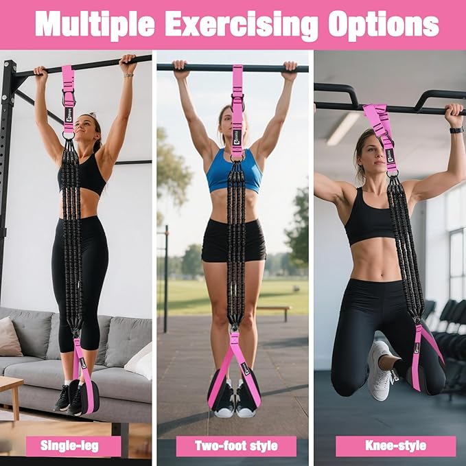 Pull Up Assistance Bands,Up to 300 lbs Assistance,Adjustable Heavy Duty 4 Resistance Bands for Pull up, with Feet/Knee Rest, Handle and Door Anchor for Home Gym Fitness Exercise Strength Training-FlexoryFit