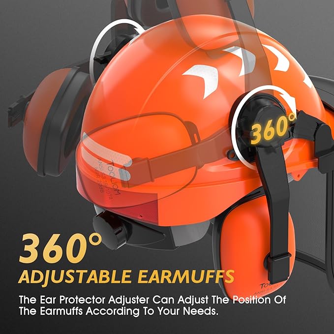 TOOLIOM Chainsaw Helmet with Face Shield and Ear Muffs, Forestry Safety Helmet, ANSI Z89.1 Certified Arborist Helmet, Chainsaw Safety Equipment