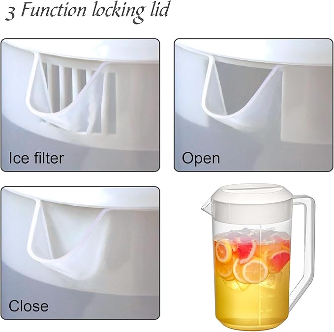 Amazing Abby - Kitchen Party - 4-Quart Plastic Pitcher (1-Pack), Unbreakable Water Pitcher with Lid, BPA-Free, Heat-Resistant, Dishwasher-Safe, Great for Both Iced and Hot Drinks, Indoors and Outdoors