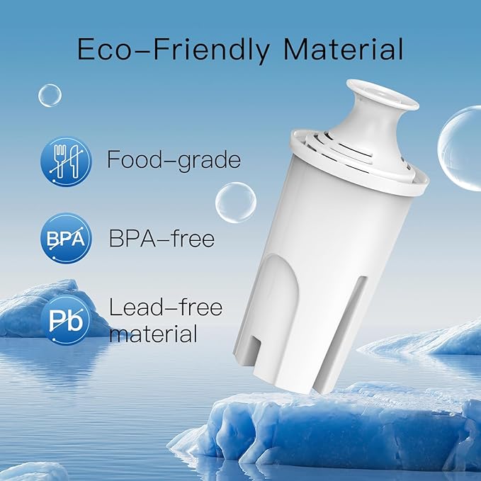 NSF Certified Pitcher Water Filter, Replacement for Brita® Filters, Pitchers, Dispensers, Brita® Classic OB03, Mavea® 107007, 35557, and More (Pack of 6)