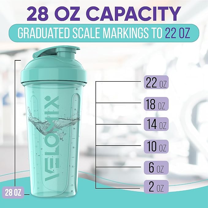 '-2 Pack- 28 oz Protein Shaker Bottles for Protein Mixes - 2x Wire Whisk | Leak Proof Shaker Cups for Protein Shakes | Protein Shaker Bottle Pack (Pink/Turquise)-FlexoryFit