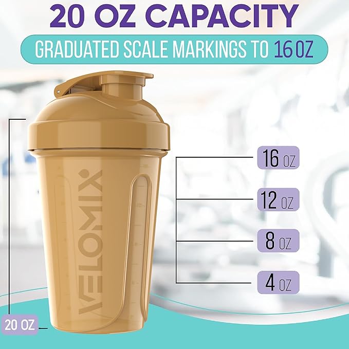 '-6 PACK- 20 OZ Protein Shaker Bottles for Protein Mixes, Shaker Cups for Protein Shakes, Small Shaker Bottle Pack, Shaker Cup, Shakers for protein Shakes (Midnight Clay - 6 Pack)-FlexoryFit