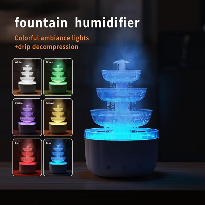 Cloud Rain Humidifier for Bedroom with LED Mood Light & Essential oil Diffuser - Rain Sounds White Noise Diffuser Perfect for Bedroom, Office, and Relaxation (White)