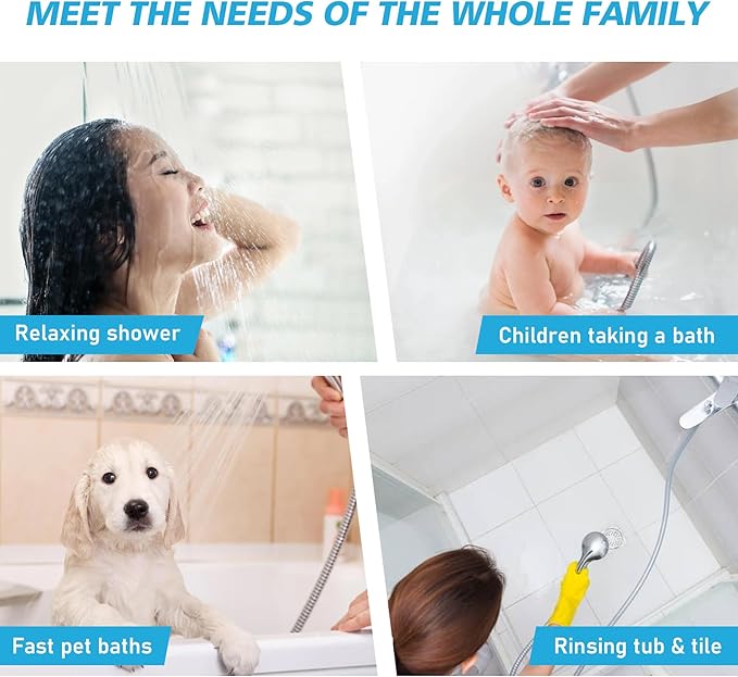 Shower Head Combo, 8 Inch Rain Shower Head with Handheld High Pressure Rainfall Shower Heads System, 15 Inch Shower Adjustable Extension Arm, Brushed Nickel