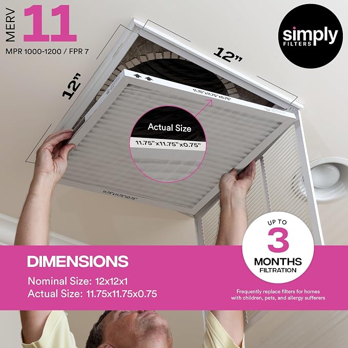 Simply 12x12x1 Air Filter, Merv 11, MPR 1000, 6 Pack, Furnace Air Filter - Image 3