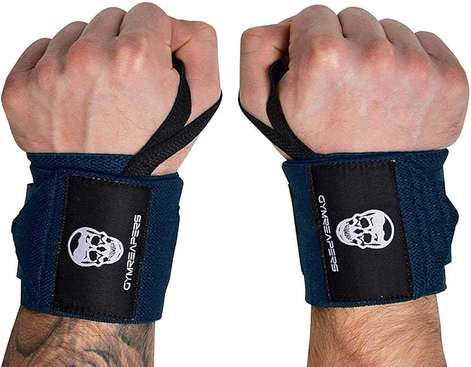 Gymreapers Weightlifting Wrist Wraps (IPF Approved) 18" Professional Quality Wrist Support with Heavy Duty Thumb Loop - Best Wrap for Powerlifting Competition, Strength Training, Bodybuilding-FlexoryFit