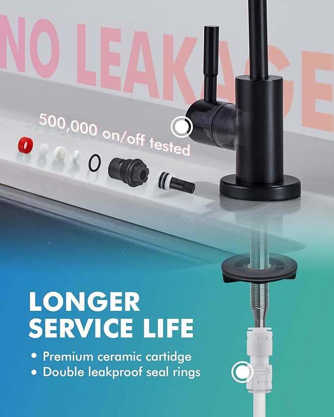 VFAUOSIT Water Filter Faucet, Drinking Water Faucet Fits Most Reverse Osmosis or Water Filtration System, Lead-Free Stainless Steel Non-Air Gap Black RO Water Dispenser Faucet for Bar/Kitchen Sink