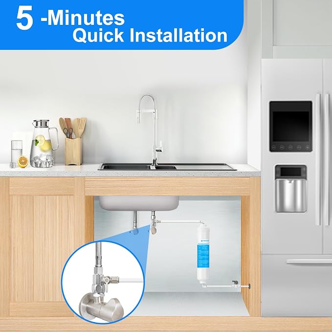 Inline Water Filter Kit for Ice Maker and Refrigerator, Include Feed Water Valve - Image 5