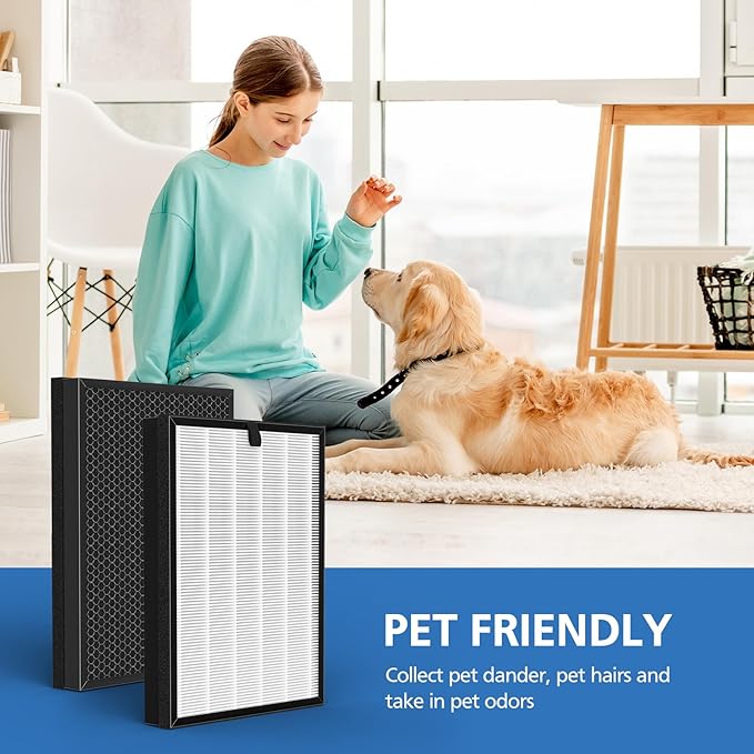 400 Air Purifier Replacement Filter True HP-14 HEPA Filter Compatible with Puro 400 Air Purifier, 3-in-1 HEPA with Activated Carbon Filter Attach 99.97% of Pet Dander, Smoke, Pollen, 2 Pack