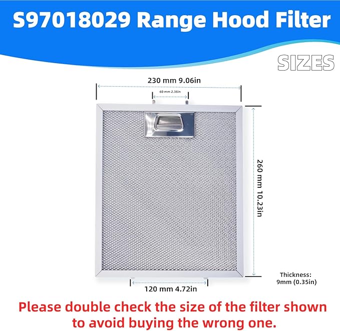 S97018029 Range Hood Filter Replacement, Upgraded Stainless Slip Joint 5-Layer Aluminum Mesh Hood Vent Grease Filter for Broan B5 Series, Alternative 1932913, 9"x10.25" (230x260mm) pack 2
