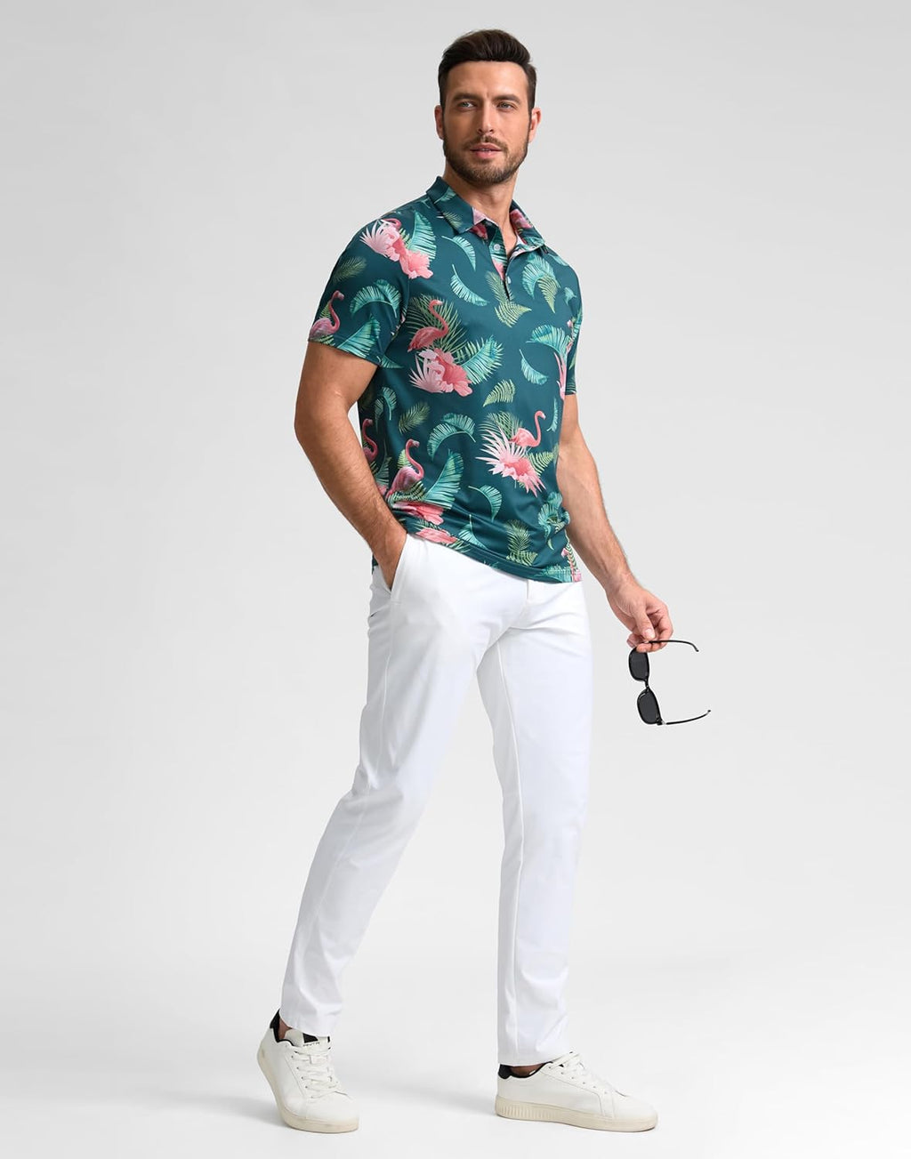 Obla Mens Golf Polo Shirts Short Sleeve Dry Fit Performance Moisture Wicking Casual Print Collared Golf Shirts for Men