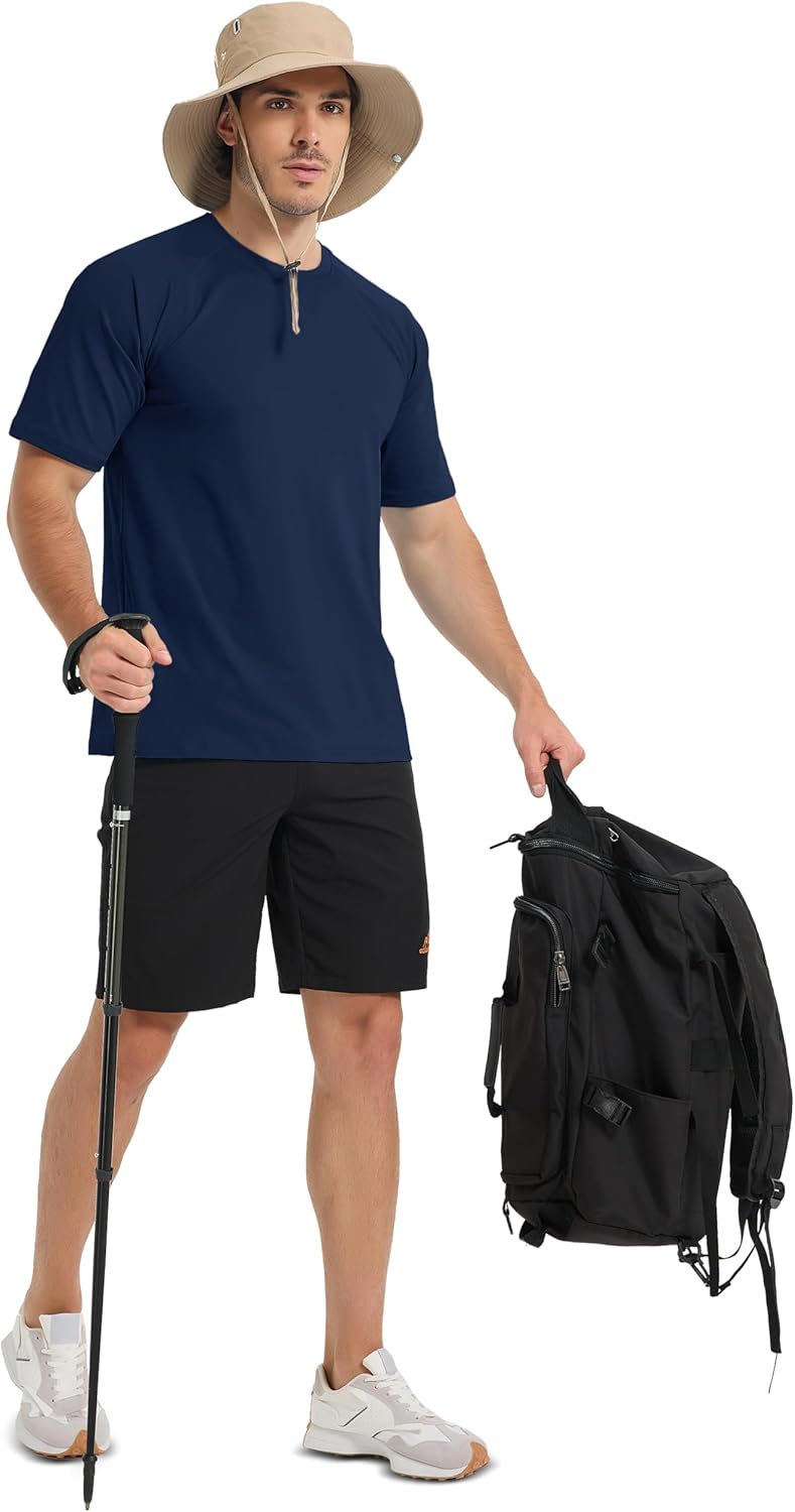 MAGCOMSEN Men's Short Sleeve UPF 50+ Sun Protection Shirts Quick Dry Athletic T-Shirt Hiking Running Swimming Rash Guard