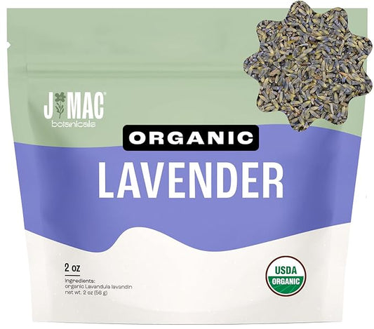 J MAC BOTANICALS, Organic Lavender Flower (2 oz), Dried Lavender Flowers, Buds-FlexoryFit