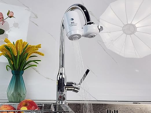 Faucet Mount Water Filtration System, BPA-Free Faucet Water Purifier for Sink, Filter Replaces 400 Gallon Water, Lasts Six Months, Includes 1 System/1 Filter, White