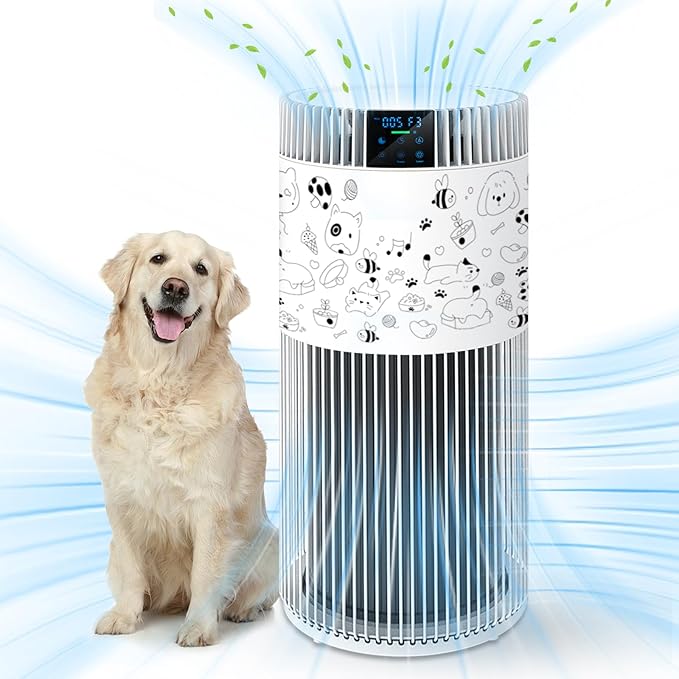 Air Purifier for Home Large Room 1800 Ft² with Washable Filters, HEPA Filter Pet Air Purifier for Bedroom with PM2.5 Sensor, 20dB Sleep Mode, 360° Purification, 12H Timer for Remove Dust, Odor, Smoke