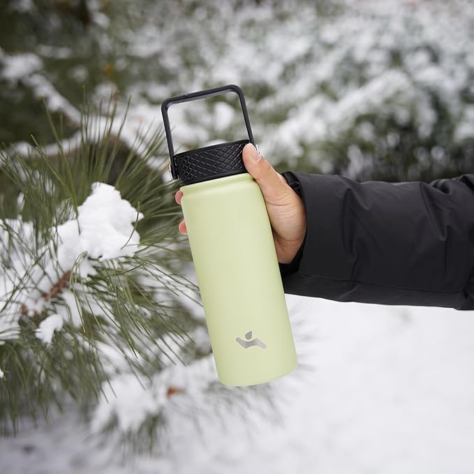 18 oz Insulated Water Bottle Stainless Steel Sport Bottles with 3 Lids,Mint-FlexoryFit