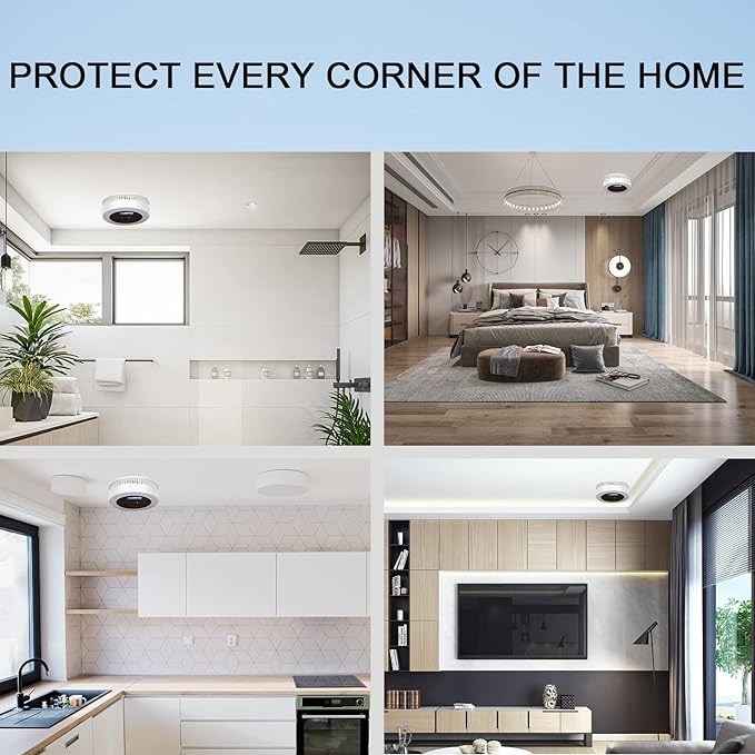 4 Pack 2 in 1 CO & Smoke Detectors, Digital Display, Smoke Detector Carbon Monoxide Detector Combo,Alarm for Home or Office,Powered by Battery