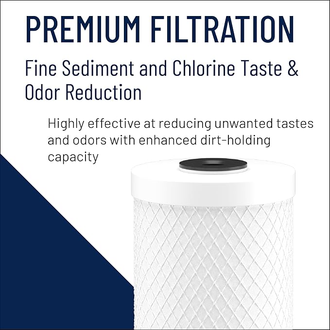 Pentair Pentek CBC-10 Carbon Water Filter, 10-Inch, Under Sink Carbon Block Replacement Cartridge with Bonded Powdered Activated Carbon (PAC) Filter, 10" x 2.5", 0.5 Micron