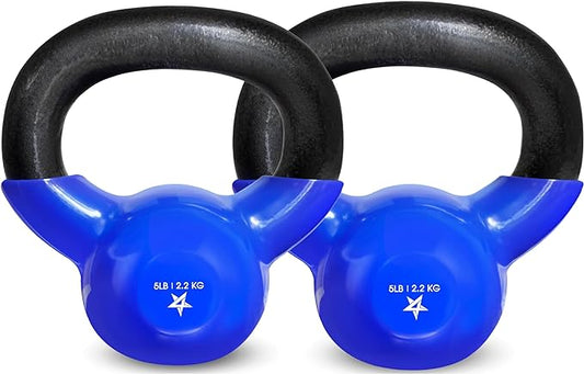 Yes4All 5-100 LB Kettlebells Vinyl Coated Cast Iron for Dumbbell Weights Exercises, Gym, Fitness, Full Body Workout Equipment Push up, Grip and Strength Training-FlexoryFit