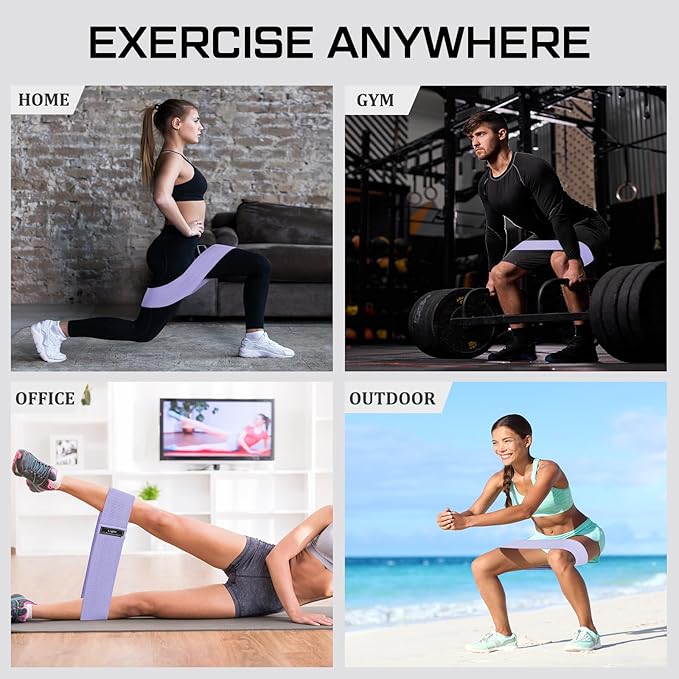 12 Pcs Fabric Resistance Bands for Working Out Booty Workout Stretch Exercise Bands Non Slip for Legs Squat Resistance Loop for Women Men Starter Butt Hip Thigh Fitness-FlexoryFit