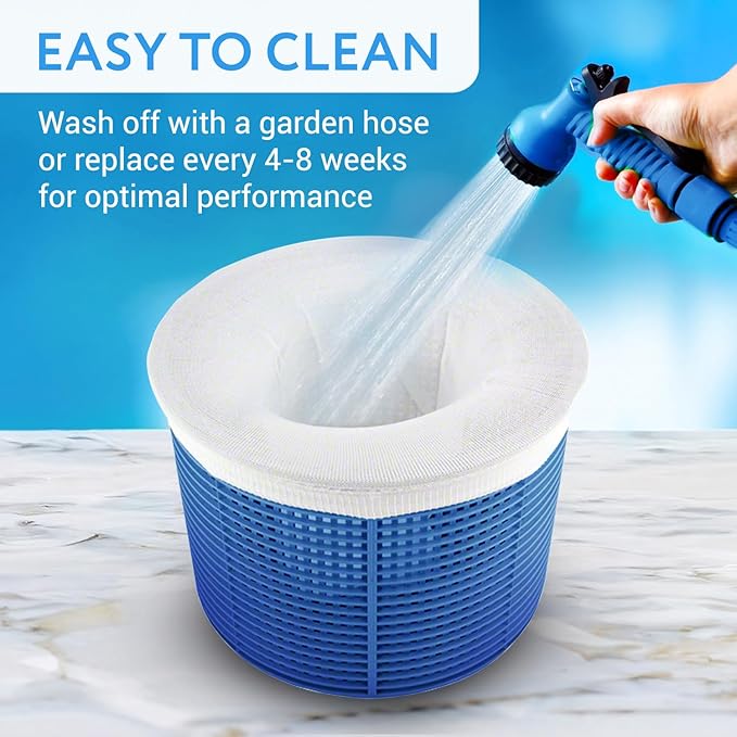 IMPRESA Pool Skimmer Socks 10-Pack - Reusable Nylon Mesh Filter Socks for Skimmer Baskets - Fits Inground & Above Ground Pools - Catches Leaves & Debris, Prevents Clogging