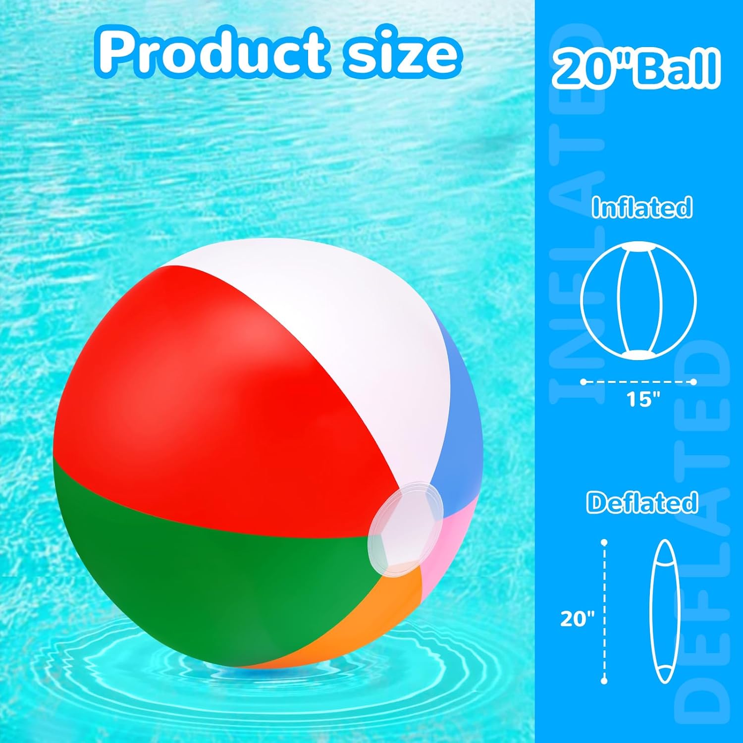 Beach Balls Bulk,4 Packs 20" BeachBalls Toddler Pool Toys Set,Beach Ball Party Favors,Beach Balls for Kids&Adults,Inflatable Yard Ball,Pool Party Decorations