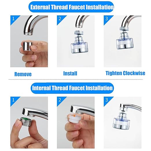 21Pcs Sink Water Filter Faucet with Cartridges Set, Universal 360 ° Rotating Kitchen Faucet Water Filter Removes Fluoride Heavy Metals Hard Water Compatible with Most Kitchen/Laundry Sink Faucets