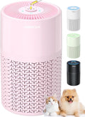 AIRROMI Pets Air Purifier for Home Allergies,Up to 660 ft².Yellow Deodorizing Activated Carbon Filter,With Fragrance Sponge for Better Sleep,Night Light,Pet Dander,Smoke,Odors,Air Cleaner A2002 Pink
