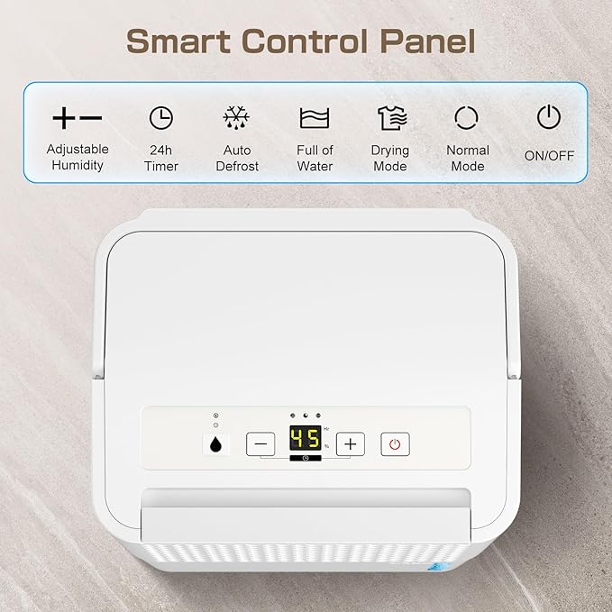 Dehumidifier,3000 Sq.Ft 32Pint Dehumidifier for Home-with Drain Hose,Ideal for Bedroom Bathroom RV and Basements,Intelligent Humidity Control,Dry Clothes Mode, 24H Timer,Auto Defrost (White)