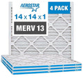 Aerostar 14x14x1 MERV 13 Air Filter, 4 Pack Set of HVAC Furnace Filters, Electrostatic MPR 1500-1900 & FPR 10 (Actual Size: 13 3/4 x 13 3/4 x 3/4 inches)