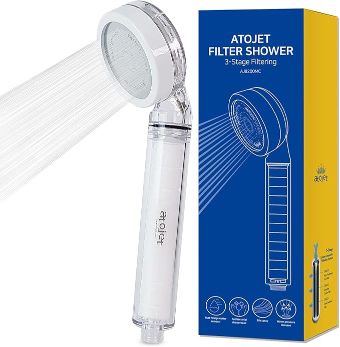Filter Showerhead Inspired by Korea’s Beauty Culture – Pure Carbon Filters for Softer Skin & Smoother Hair | Carbon Composite Filter | Single Showerhead (AJ8200MC-SNG-1)