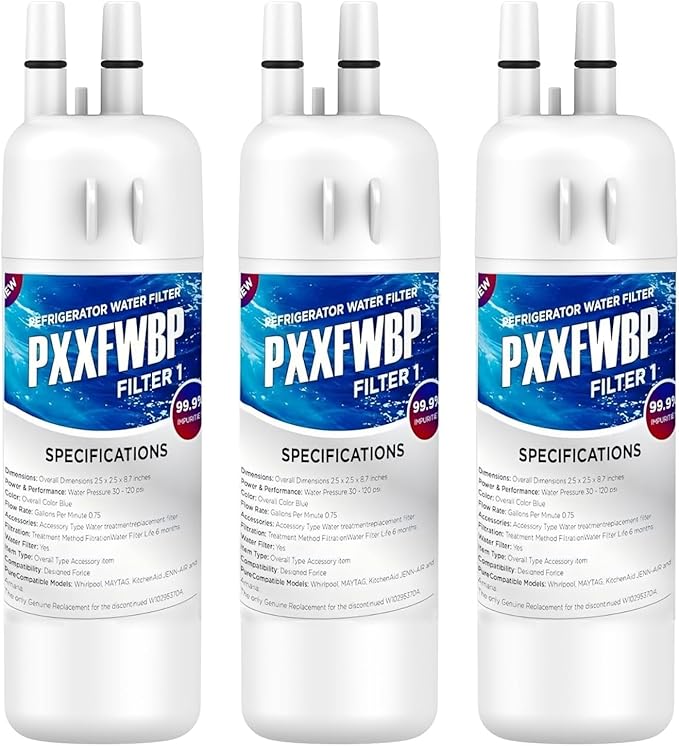 Replacement Water Filter 1 and EDR1RXD1, Filter 1, EDR1RXD1B, W10295370, W10295370a，WHR1RXD1, KAD1RXD1, P4RFKB2, P8RFWB2L, 46-9930,46-9081 (3Pack)