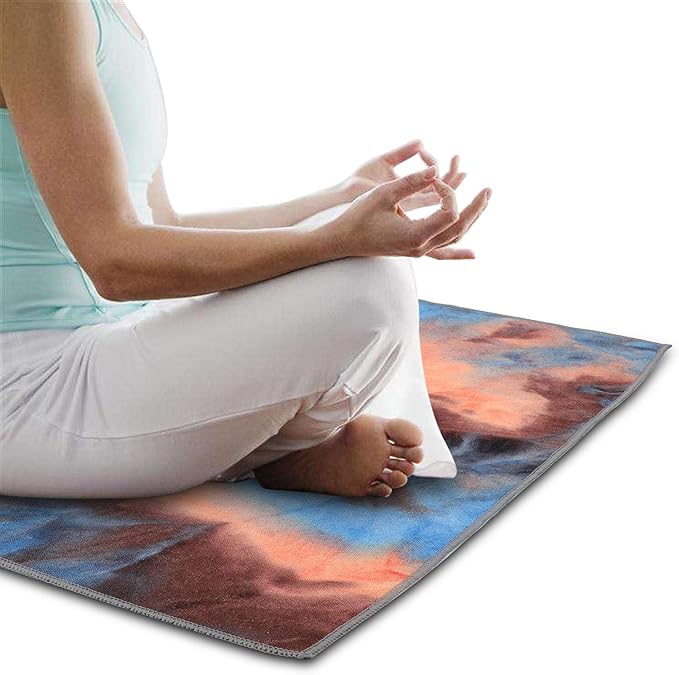 Yoga Towels , Non Slip Hot Yoga Towel Skidless Waffle Texture, 100% Absorbent Odorless Microfiber Yoga Blanket, Standard Sized 24 x72 in Mat Towel,for Hot Yoga, Bikram, Pilates ( Blue & Grey)…1-FlexoryFit