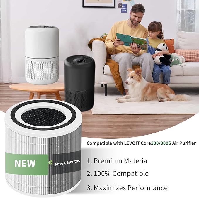 Premium Core 300 Replacement Filter for LEVOIT Core 300, Core 300S, Core P350, Core300-P,Core300-RF Air Purifier. 3-in-1 H13 Grade True HEPA Filter.2 Pack.